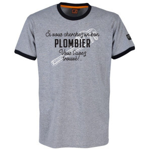 Tee-shirt Bosseur Plombier Gris-chiné