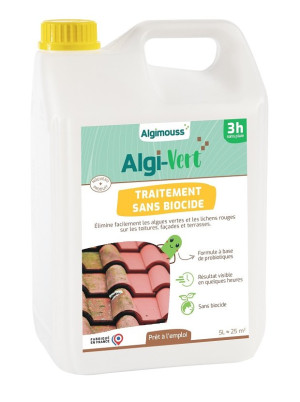 Traitement sans Biocide pour Toiture, Façade et Terrasse Algi-Vert 5L