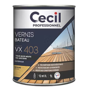Vernis Bateau Bois Extérieurs Cecil VX4 03 Incolore Brillant 1L